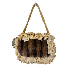 NWT Phoebe & Josephine Vintage 100% Mink & Leather Prairiecore Handbag Purse